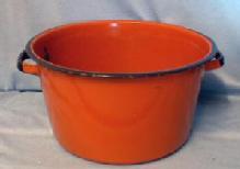 Kitchen Orange Graniteware Kettle - Enameled Pot - Metalware