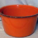 Kitchen Orange Graniteware Kettle - Enameled Pot - Metalware