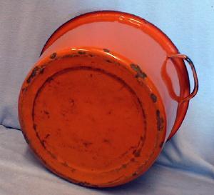 Kitchen Orange Graniteware Kettle - Enameled Pot - Metalware