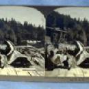 Lumber Mill END OF THE FLUME Stereo View - Keystone View Card - vintage paper