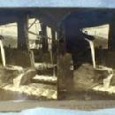 Photograph Steel Mill LADLE POURING of MOLTEN METAL into PIG IRON MACHINES - PA USA Stereo View - Keystone View Card - vintage paper