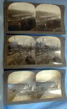 Photo Mining USA Stereo View Group * View of Ovens Loading Coke into Cars * Steel Plant Monongahela River PA * Ore Docks, Two Harbors MINN * Keystone Stereo View Card Group - vintage paper item