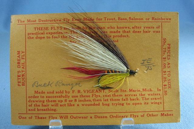 vintage Hand Tied Fly Fishing Lure LIGHT BUCK - Trout Bass Salmon Rainbow Bait - sporting
