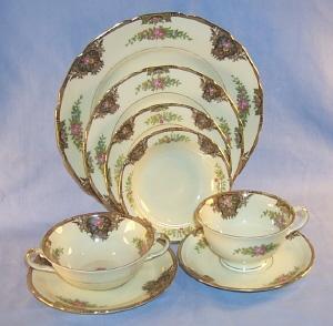 One German BLACK KNIGHT 8 Piece Porcelain Table Setting Dish Set