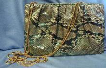Judith Leiber Evening Bag Clutch - Snakeskin Designer Signed Purse