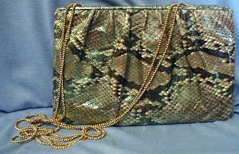 Judith Leiber Evening Bag Clutch - Snakeskin Designer Signed Purse