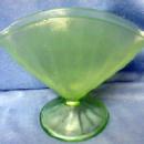 Vaseline Stretch Glass Fan Vase