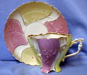 German Pink Luster Cup & Saucer - German Lustre Porcelain