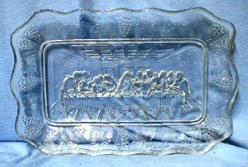 Pressed Glass Bread Tray LAST SUPPER