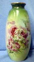 Pottery Porcelain Vase Decorated with Daisies, Mums & Iris