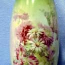 Pottery Porcelain Vase Decorated with Daisies, Mums & Iris