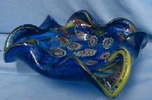 ART GLASS Millefiori Cobalt Blue Murano Glass Bowl - Awesome Art Glass
