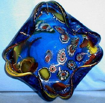 ART GLASS Millefiori Cobalt Blue Murano Glass Bowl - Awesome Art Glass