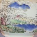 Colorful English Country Scene Porcelain Tea Pot