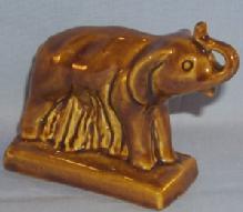 Glossy Brown Van Briggle ELEPHANT Pottery Figurine - Porcelain