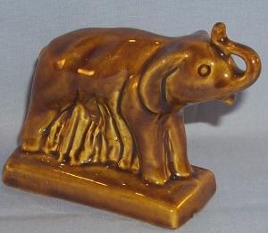 Glossy Brown Van Briggle ELEPHANT Pottery Figurine - Porcelain