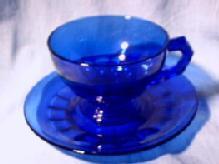 Heisey Cobalt Glass Cup and Saucer set