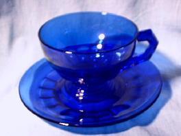 Heisey Cobalt Glass Cup and Saucer set