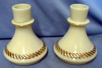 Custard Glass Candle Holders - Matching Pair attributed to Cambridge
