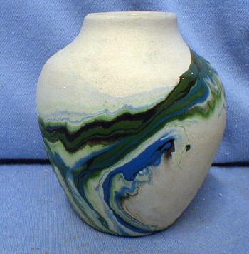 Nemadji Indian Pottery Vintage - Green Mission Swirl
