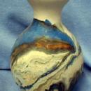 Nemadji Indian Art Pottery Vase - Blue Gray Orange Mission Swirl
