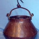 Hand Wrought Copper Cooking Kettle w/Fancy Bail - Antique metalware