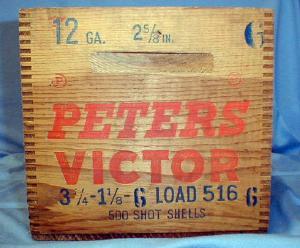 PETERS Victor Shot Shell Wooden Crate - Ammunition Box - Sporting