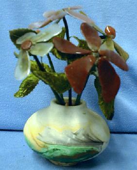 Nemadji Art Pottery with Coral & Agatel Flowers