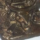 DODGE Bronzed WAGON WHEEL / LONGHORN SKULL Grey Metal Bookends - Metalware