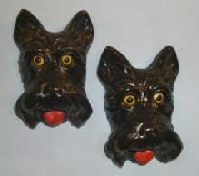 Two SCOTTIE DOG Chalkware Wall Plaques - Misc.