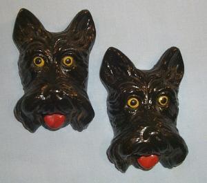 Two SCOTTIE DOG Chalkware Wall Plaques - Misc.