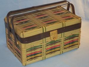 OCCUPIED JAPAN Multicolor Bamboo Picnic Basket - Misc.