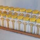 Complete Sixteen Piece Milk Glass SPICE SET on Rack