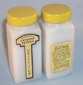 Complete Sixteen Piece Milk Glass SPICE SET on Rack