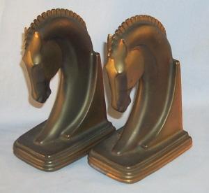 DODGE Bronzed HORSE HEAD Bookends - Metalware