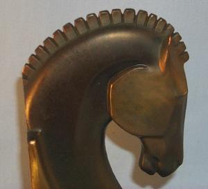 DODGE Bronzed HORSE HEAD Bookends - Metalware