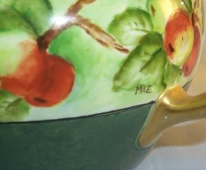 LIMOGES Signed Porcelain Lemonade Pitcher with 2 Matching Cups
