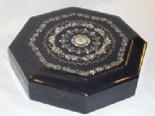 MOTHER-OF-PEARL Decorated Enameled Wood Jewelry Box