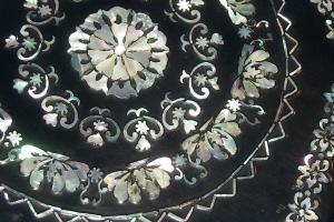 MOTHER-OF-PEARL Decorated Enameled Wood Jewelry Box