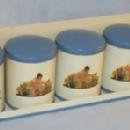 5 Piece Metal SPICE CANNISTER SET on Metal Hanging Rack - Metalware