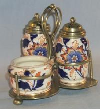 Pretty Gaudy Welsh Porcelain Condiment Set