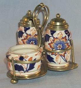 Pretty Gaudy Welsh Porcelain Condiment Set