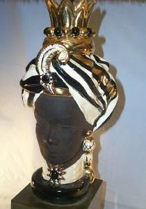 Black Lady Head Bust Table Lamp - Ethnographic