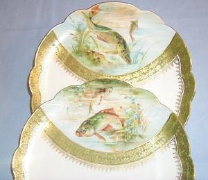 Five Austrian Porcelain FISH PLATES