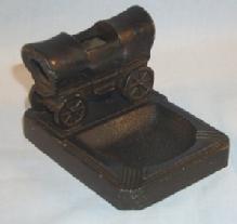 Dodge COVERED WAGON Grey Metal Ashtray - Tobacciana