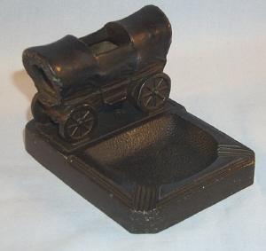 Dodge COVERED WAGON Grey Metal Ashtray - Tobacciana
