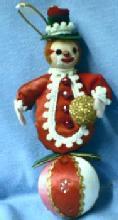 CLOWN on Ball Ornament - Vintage Figural Holiday Misc