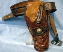 vintage Toy Cap Gun Holster - 1950's Large Tooled