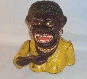 English Cast Iron DINAH Mechanical Bank - Ethnographic