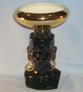 Large Black Americana Porcelain Head Vase - Ethnographic